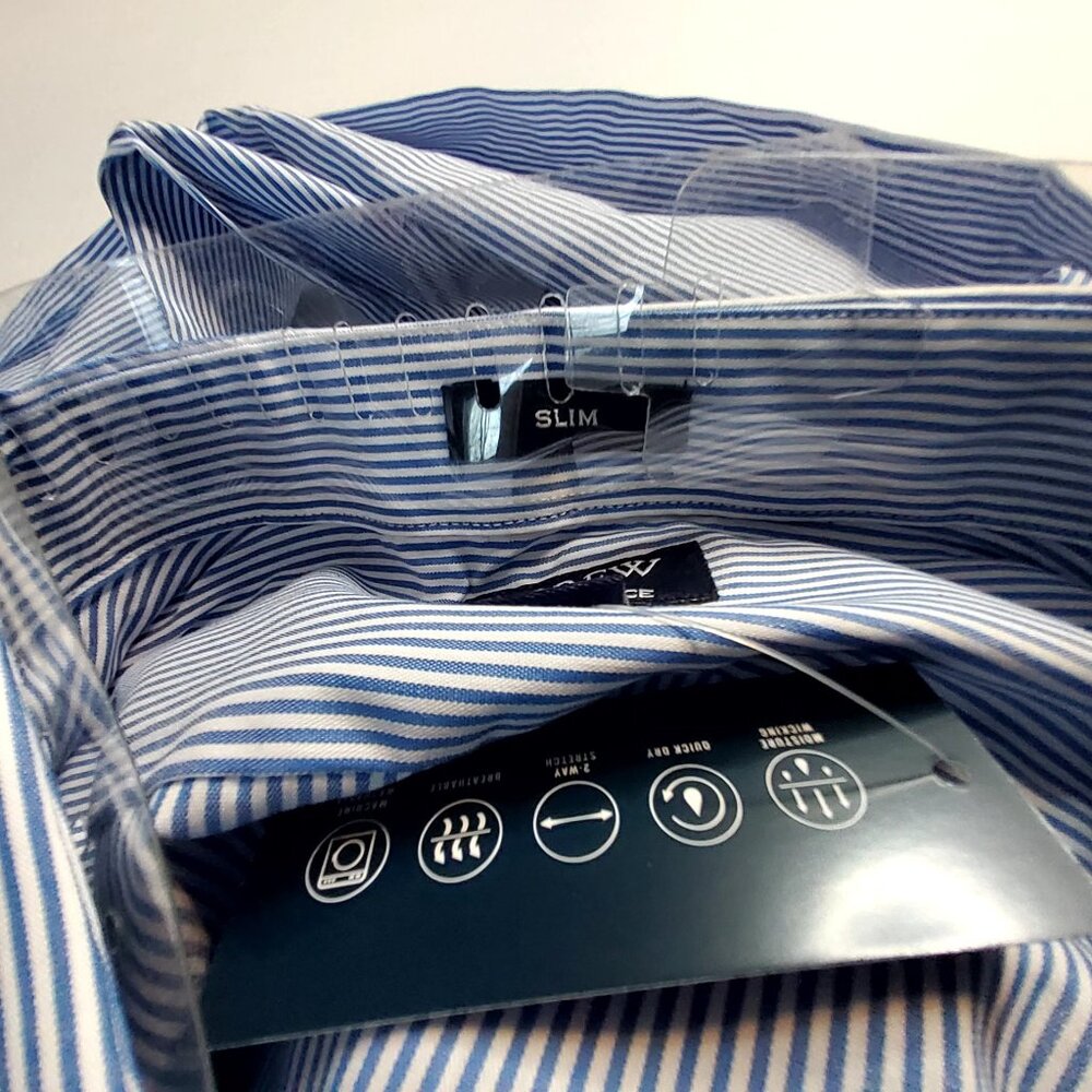 J.Crew Blue & White Striped XXL Performance Dress Shirt -Reimagined Cotton Blend - Picture 12 of 15